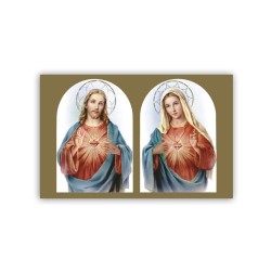 Stampa in formato postale con il Sacro Cuore di Gesù e l'Immacolato Cuore di Maria