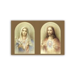 Stampa in formato postale con il Sacro Cuore di Gesù e l'Immacolato Cuore di Maria