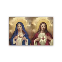 Stampa in formato postale con il Sacro Cuore di Gesù e l'Immacolato Cuore di Maria
