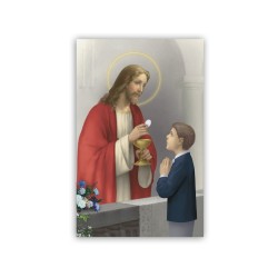 Stampa in formato postale con Gesù che da la Comunione ad un bambino