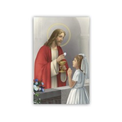Stampa in formato postale con Gesù che da la Comunione ad una bambina