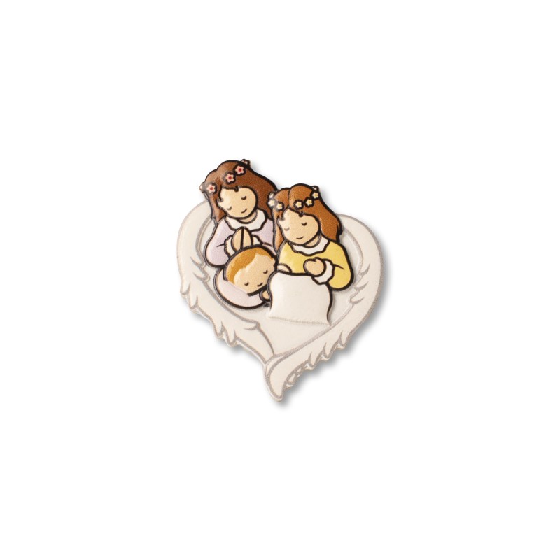 Magnete in resina con due angeli che vegliano il bambino che dorme. Fino ad esaurimento scorte. Magnete in resina con due angeli che vegliano il bambino che dorme. Fino ad esaurimento scorte.