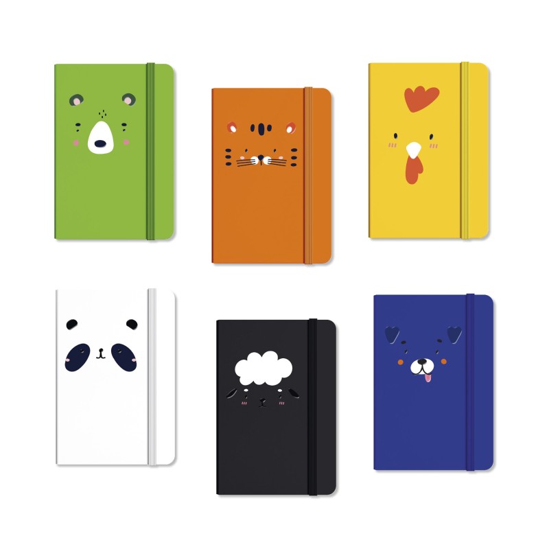 Scatola espositore da 24 taccuini assortiti in 6 colori e 6 animaletti. Scatola espositore da 24 taccuini assortiti in 6 colori e 6 animaletti.