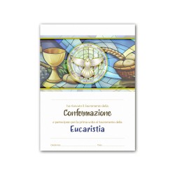 Diploma in carta pergamena per il ricevimento della Prima Comunione e della Cresima