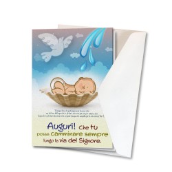 Biglietto di auguri di Battesimo in carta perlata con busta