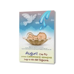 Biglietto di auguri di Battesimo in carta perlata con busta