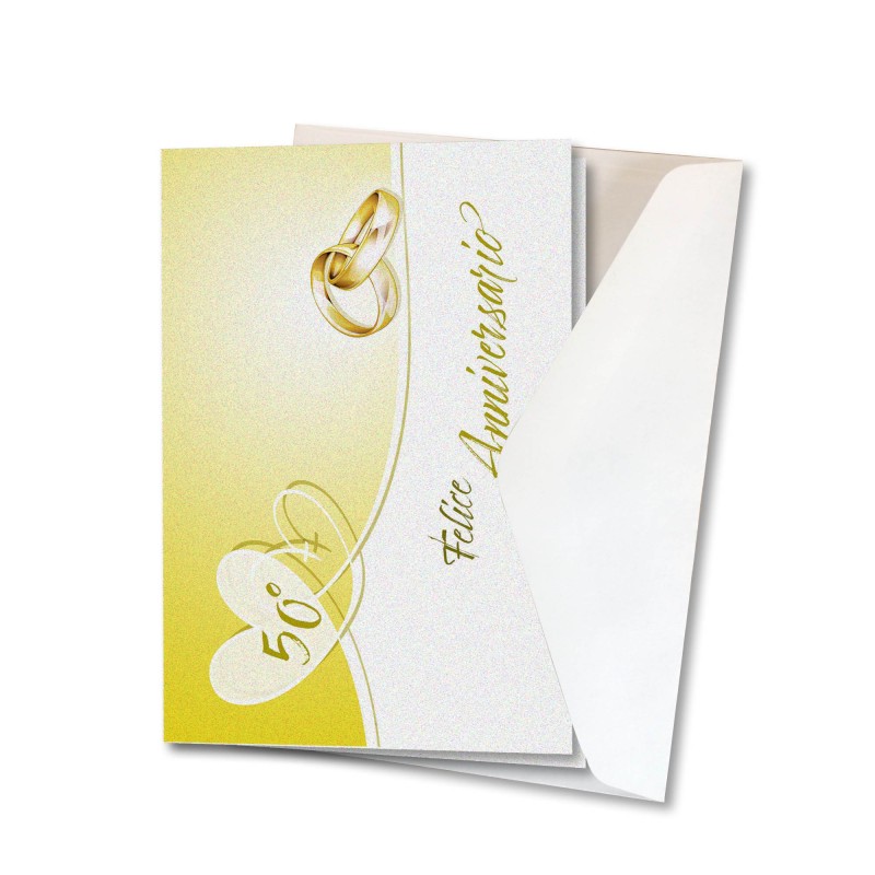 Biglietto per il 50° anniversario di nozze in carta perlata con busta Biglietto per il 50° anniversario di nozze in carta perlata con busta
