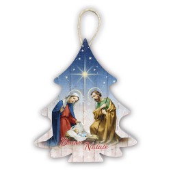 Decorazione natalizia in pioppo bianco stampato