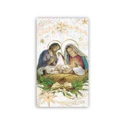 Santino natalizio presepe in pregiata carta perlata