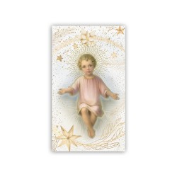 Santino natalizio Gesù Bambino in pregiata carta perlata