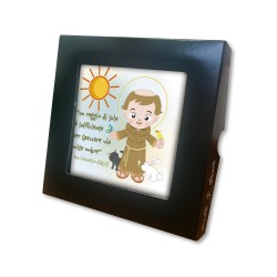Piastrella con frase San Francesco d'Assisi 10 x 10 cm in scatola regalo