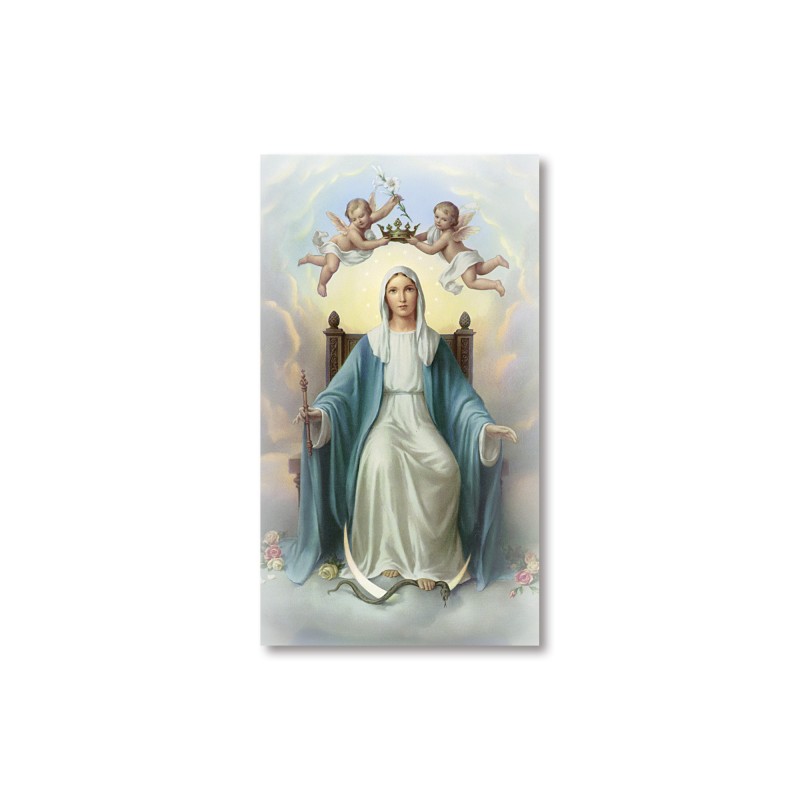 Santino Madonna in trono con preghiera Santino Madonna in trono con preghiera