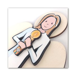 Angelo del Battesimo in legno con scatola regalo