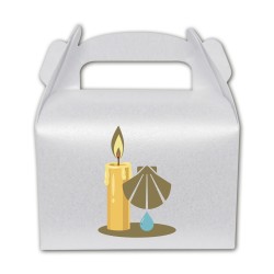 Kit per bomboniera fai da te in carta perlata per il Battesimo