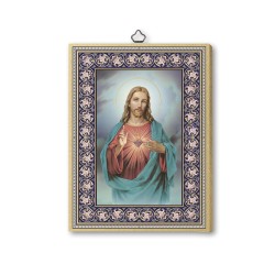Quadretto in MDF con bordo dorato del Sacro Cuore di Gesù
