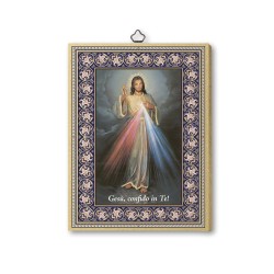 Quadretto in MDF con bordo dorato di Gesù Misericordioso