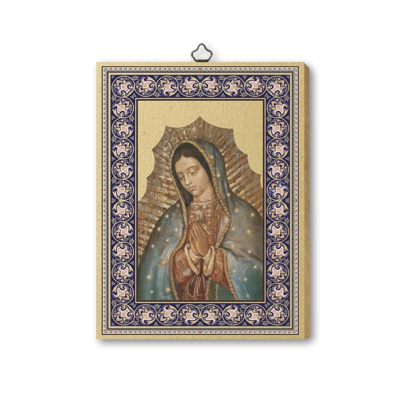 Quadretto in MDF con bordo dorato della Madonna di Guadalupe Quadretto in MDF con bordo dorato della Madonna di Guadalupe
