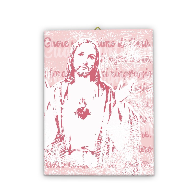 Tela pittorica pop-art intelaiata del Sacro Cuore di Gesù Tela pittorica pop-art intelaiata del Sacro Cuore di Gesù
