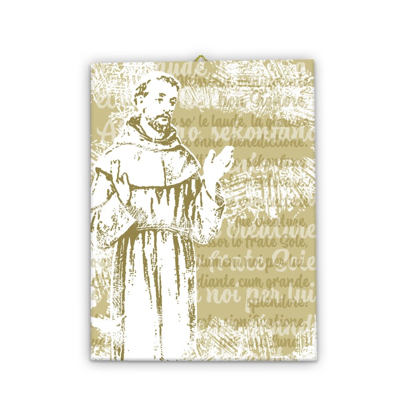 Tela pittorica pop-art intelaiata di San Francesco d'Assisi
