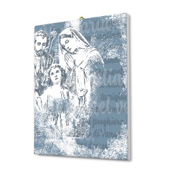 Tela pittorica pop-art intelaiata della Sacra Famiglia