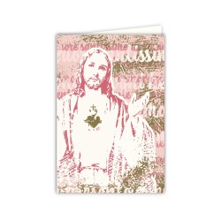 Biglietto in carta acquarello con l'immagine pop-art del Sacro Cuore di Gesù