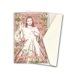Biglietto in carta acquarello con l'immagine pop-art di Gesù Misericordioso