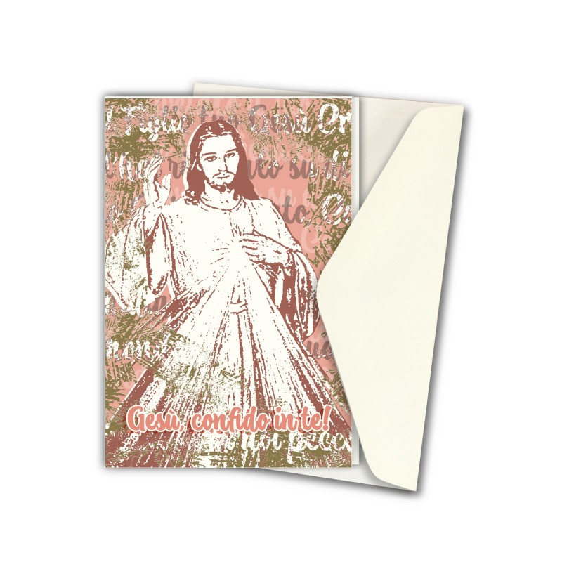 Biglietto in carta acquarello con l'immagine pop-art di Gesù Misericordioso Biglietto in carta acquarello con l'immagine pop-art di Gesù Misericordioso