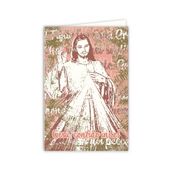 Biglietto in carta acquarello con l'immagine pop-art di Gesù Misericordioso