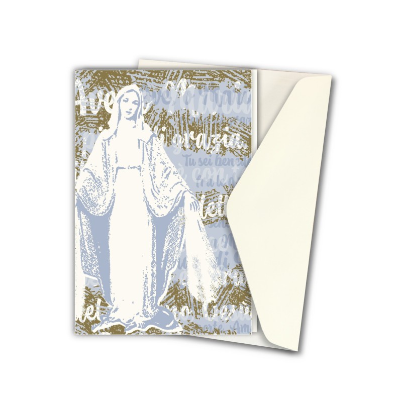 Biglietto in carta acquarello con l'immagine pop-art della Madonna Miracolosa Biglietto in carta acquarello con l'immagine pop-art della Madonna Miracolosa