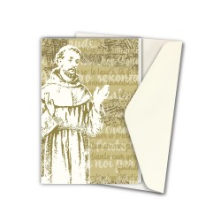 Biglietto in carta acquarello con l'immagine pop-art di San Francesco d'Assisi