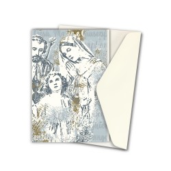 Biglietto in carta acquarello con l'immagine pop-art della Sacra Famiglia