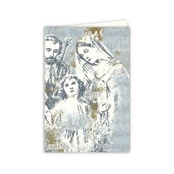 Biglietto in carta acquarello con l'immagine pop-art della Sacra Famiglia