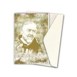 Biglietto in carta acquarello con l'immagine pop-art di Padre Pio