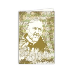 Biglietto in carta acquarello con l'immagine pop-art di Padre Pio