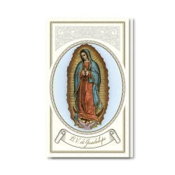 Biglietto con preghiera e biografia alla Madonna di Guadalupe