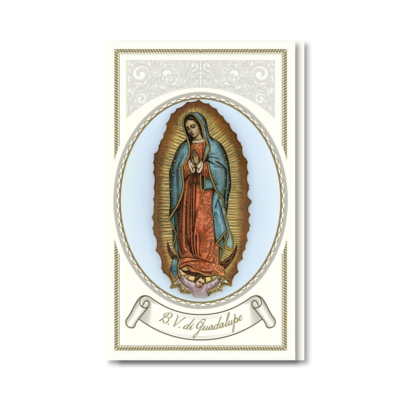 Biglietto con preghiera e biografia alla Madonna di Guadalupe Biglietto con preghiera e biografia alla Madonna di Guadalupe