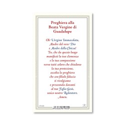 Biglietto con preghiera e biografia alla Madonna di Guadalupe