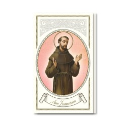 Biglietto con preghiera e biografia a San Francesco d'Assisi
