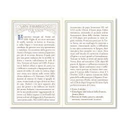 Biglietto con preghiera e biografia a San Francesco d'Assisi