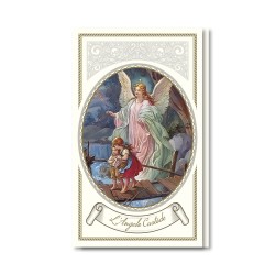 Biglietto con preghiera e biografia all'Angelo Custode