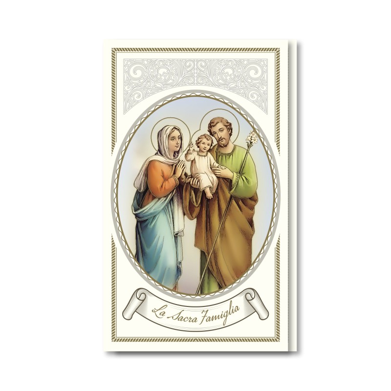 Biglietto con preghiera e biografia della Sacra Famiglia Biglietto con preghiera e biografia della Sacra Famiglia