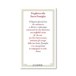 Biglietto con preghiera e biografia della Sacra Famiglia