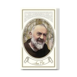 Biglietto con preghiera e biografia di Padre Pio