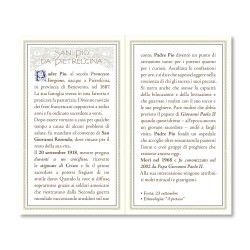 Biglietto con preghiera e biografia di Padre Pio