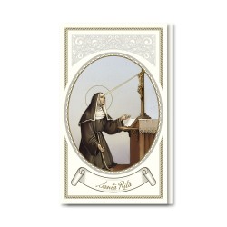 Biglietto con preghiera e biografia di Santa Rita