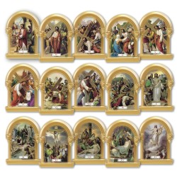Cappelletta magnetica in resina dorata serie Via Crucis completa