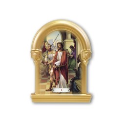 Cappelletta magnetica in resina dorata serie Via Crucis completa