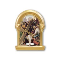 Cappelletta magnetica in resina dorata serie Via Crucis completa