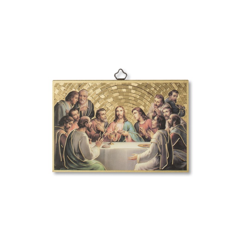 Quadretto in MDF con mosaico in lamina dorata dell'Ultima Cena Quadretto in MDF con mosaico in lamina dorata dell'Ultima Cena