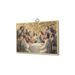 Quadretto in MDF con mosaico in lamina dorata dell'Ultima Cena